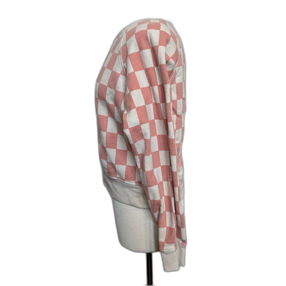Madewell Pink and Beige Checkered Sweatshirt 100% Cotton - Women Size S - Picture 3 of 6